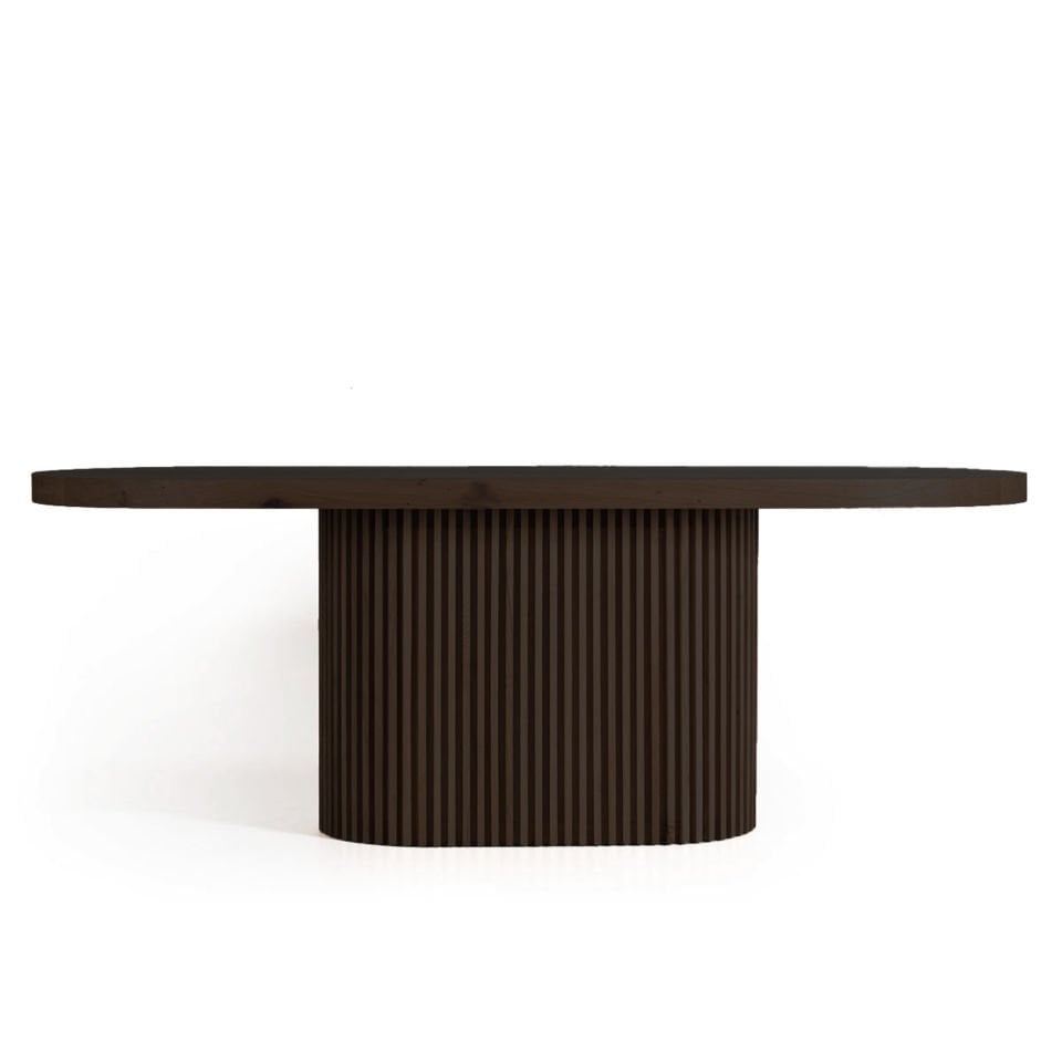Solid Oak Table with Oval Top – DOCIA Series Dark