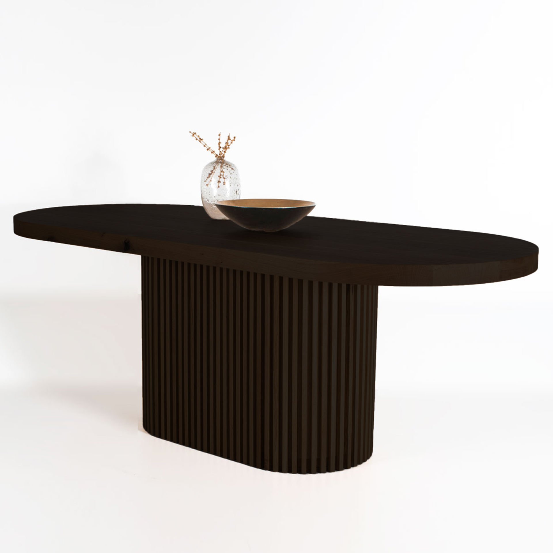 Solid Oak Table with Oval Top – DOCIA Series Dark