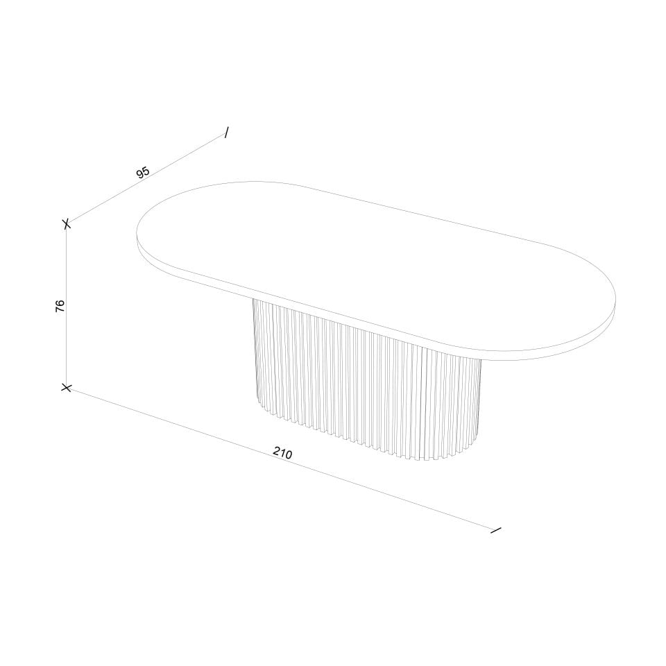 Solid Oak Table with Oval Top – DOCIA Series Dark