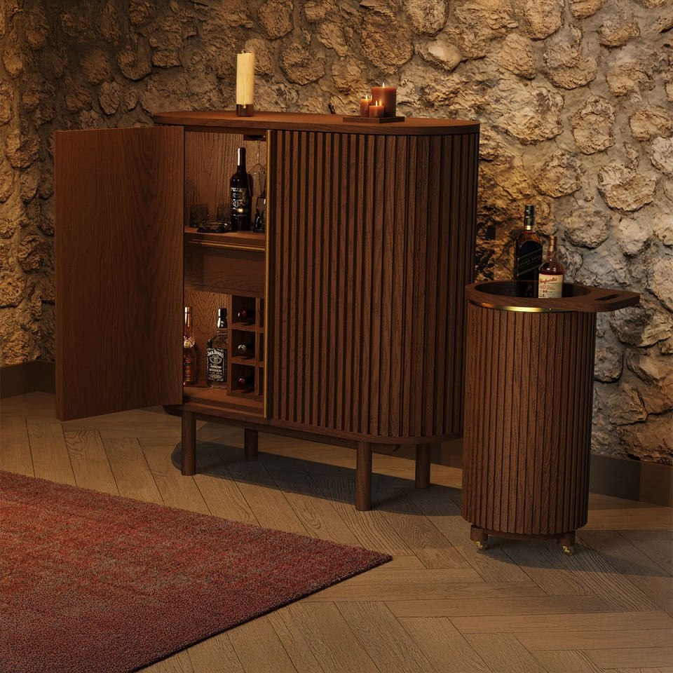 Solid Oak Cabinet – DOCIA MAHZEN Series Bar, Drink and Cocktail Cabinet Forest