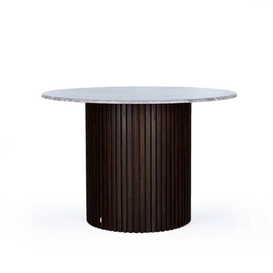 Travertine Round Table – DOCIA Series Dark