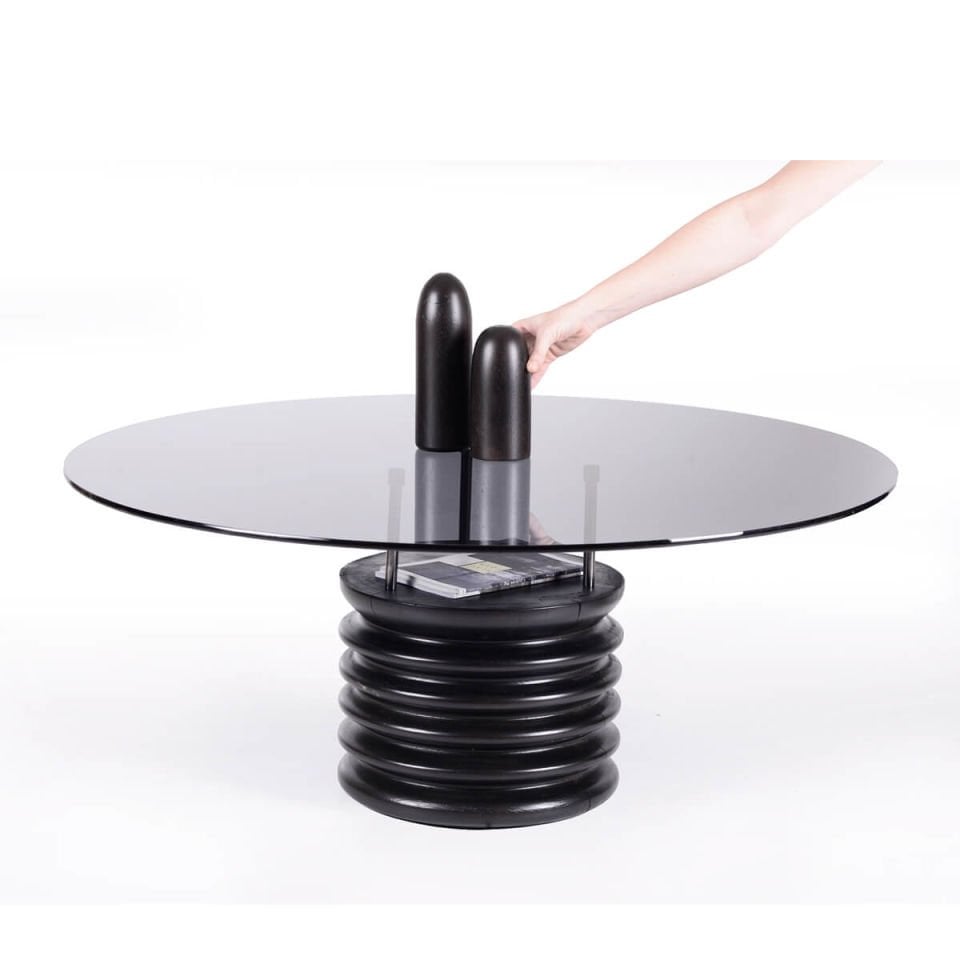 Round Glass, Cedar Center Table – SOFRA Series