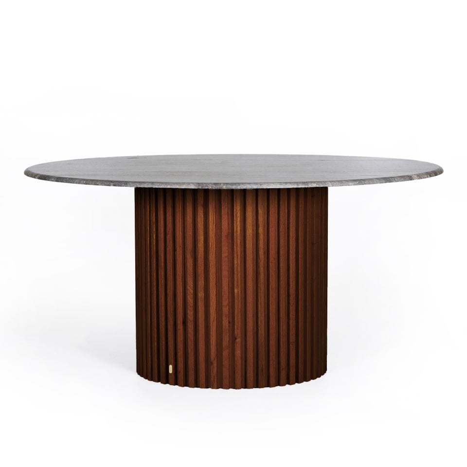 Travertine Large Round Table – DOCIA Series Forest