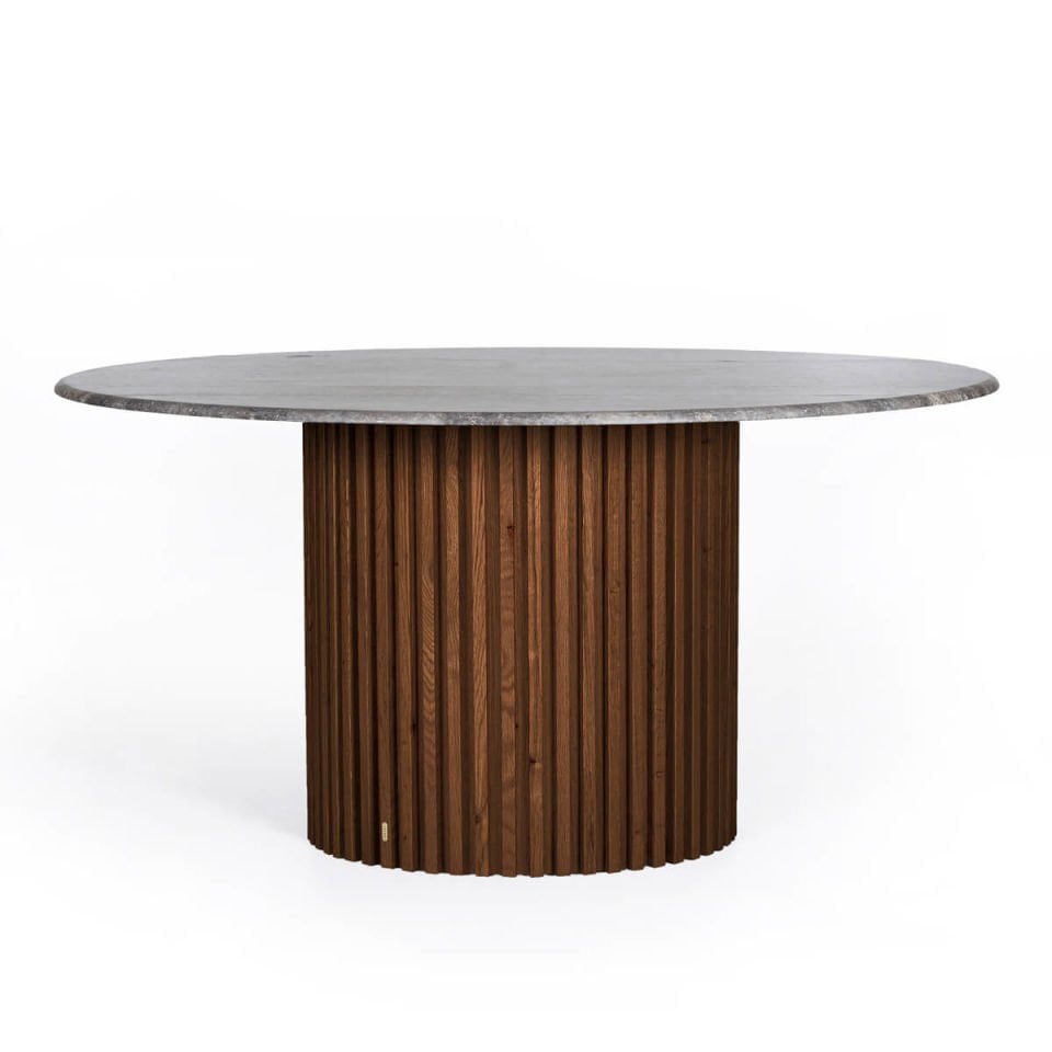 Travertine Large Round Table – DOCIA Series Forest