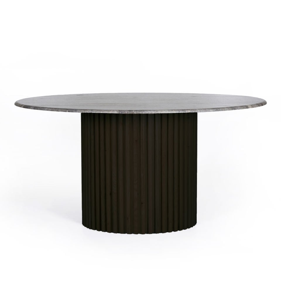 Travertine Large Round Table – DOCIA Series Dark