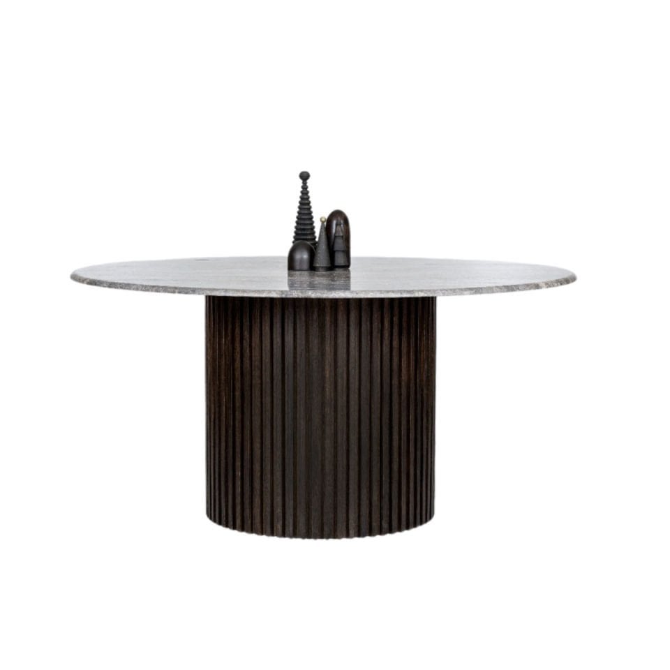Travertine Large Round Table – DOCIA Series Dark
