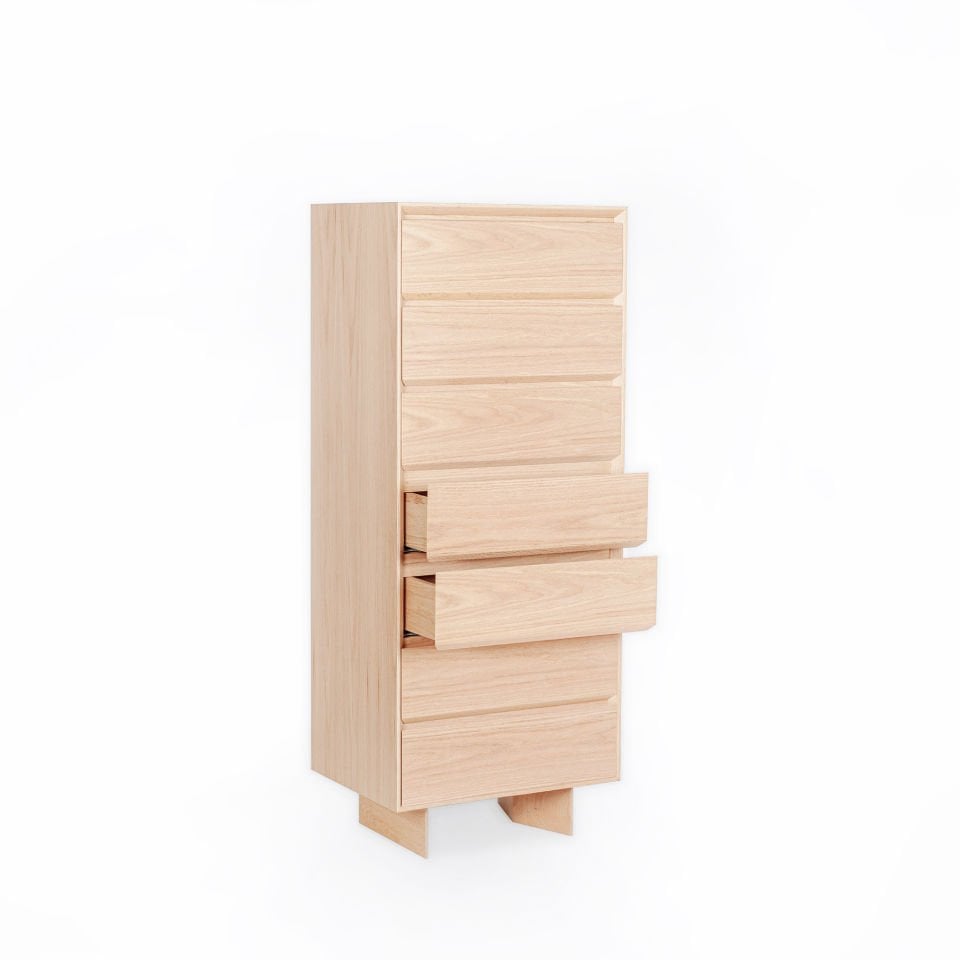Solid Oak Long Dresser – BEAM Series Raw