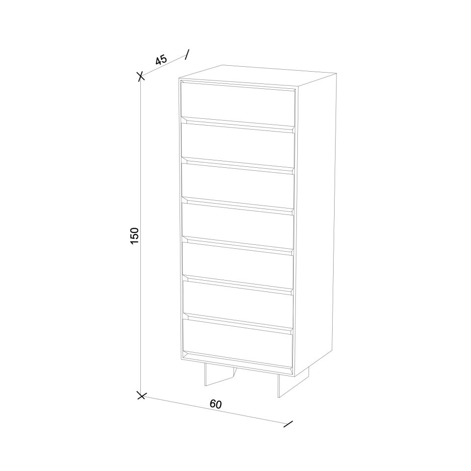 Ahşap Şifonyer, Dikey - BEAM Serisi Raw