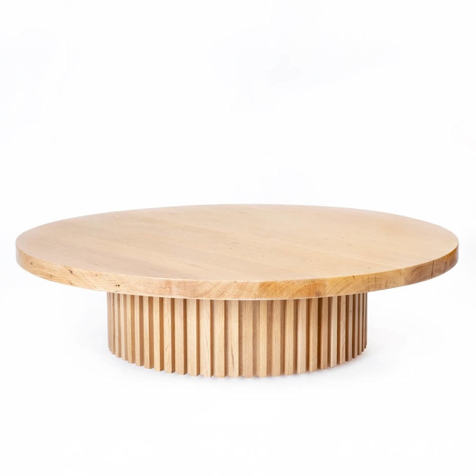 Solid Wood Round Side/Center Table – DOCIA Series Raw