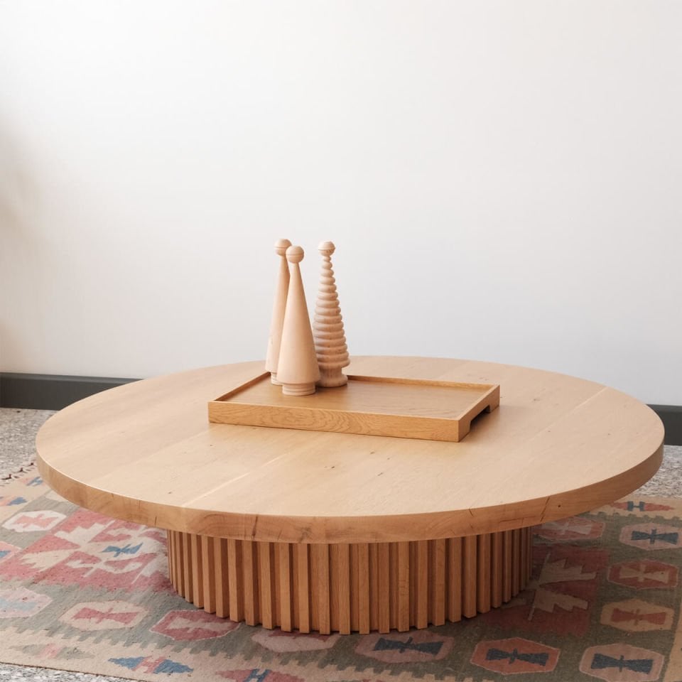 Solid Wood Round Side/Center Table – DOCIA Series Raw