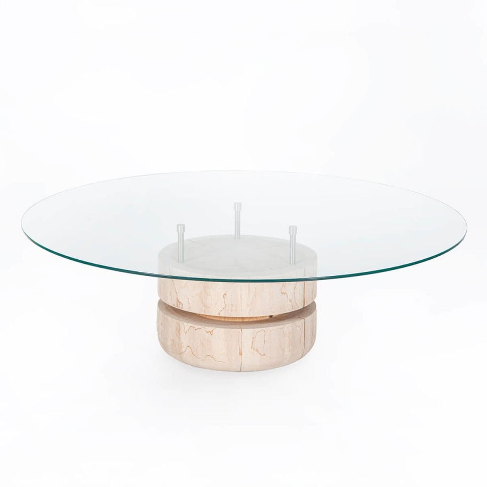 Round Glass, Cedar Coffee Table – BOOKWORM Series