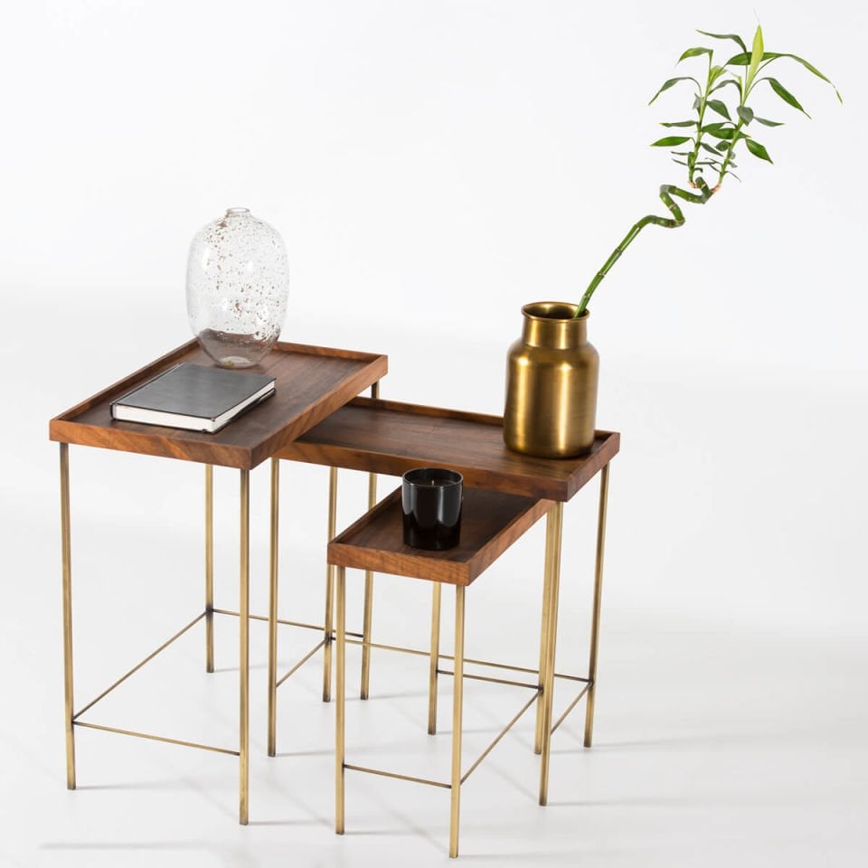 Masif Ceviz Zigon – EDGE AGED Serisi Gold Eskitme Ayaklı