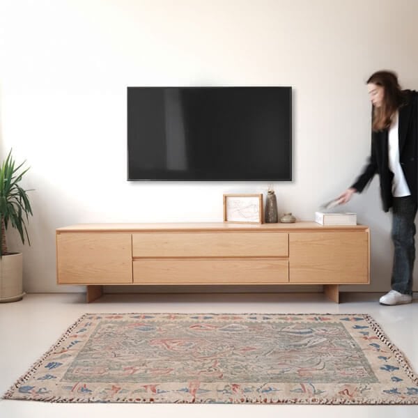 Masif Meşe Çekmeceli TV Ünitesi – BEAM Serisi