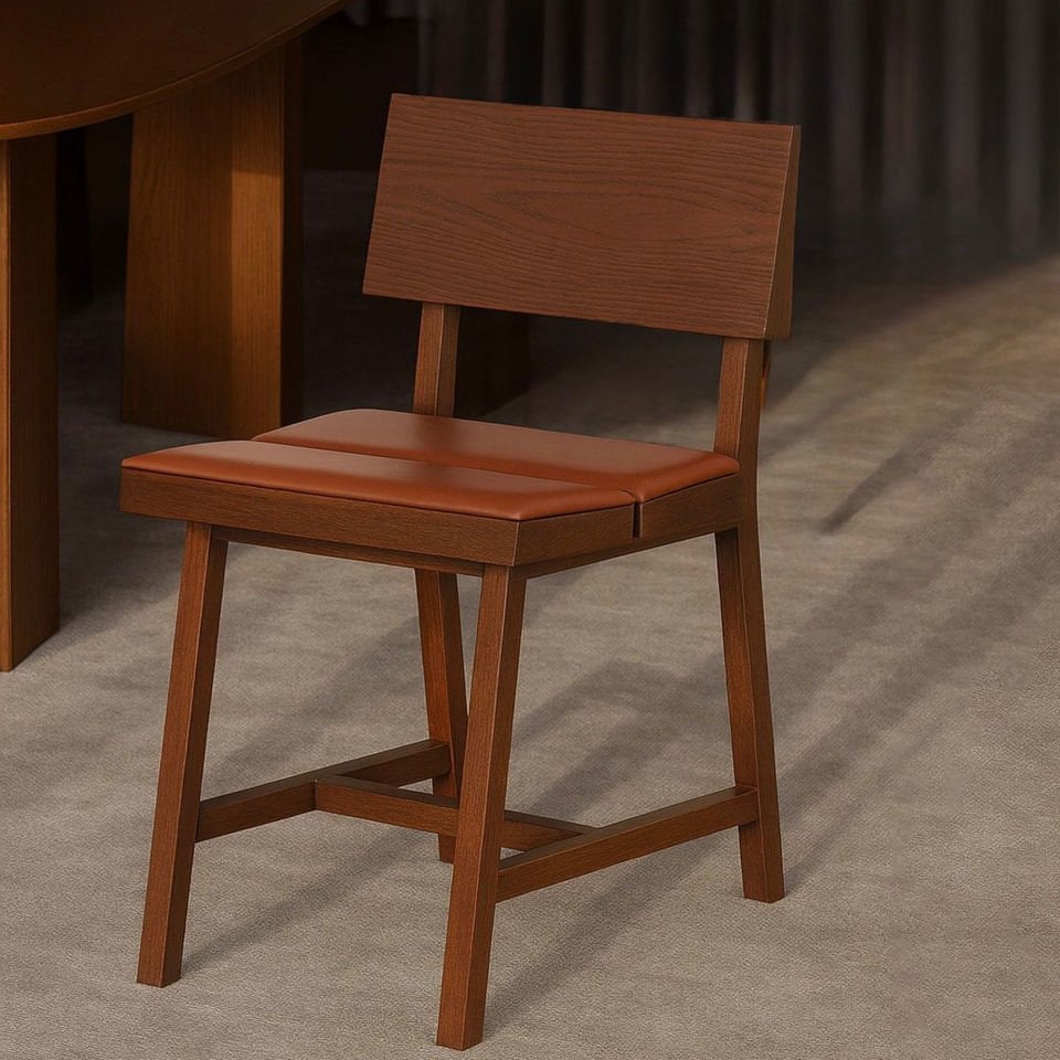 PI Solid Oak Chair - Backrest and Upholstered Konfor Forest