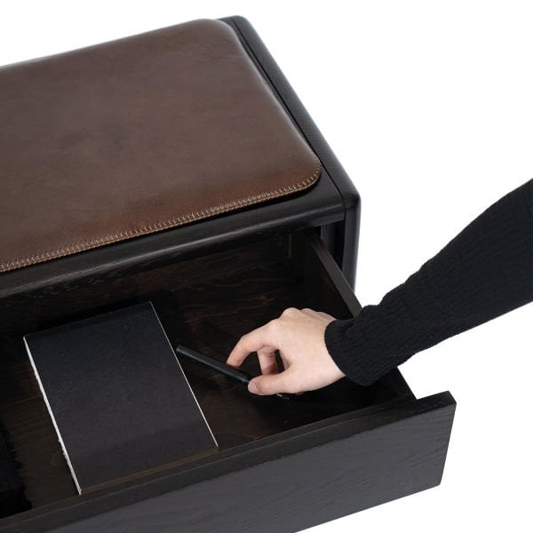 Çekmeceli, Deri Minderli, Meşe Bank – HOL Serisi Dark