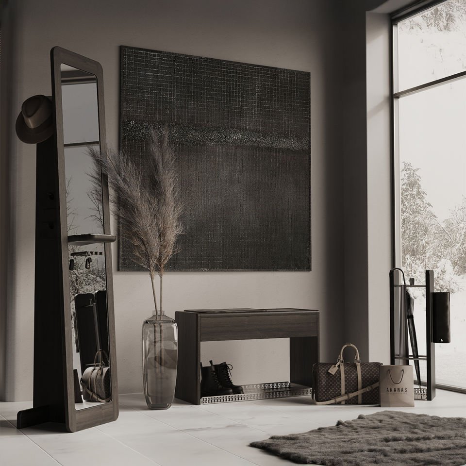 Oak Bench with Drawers, Leather Cushions – HOL Series