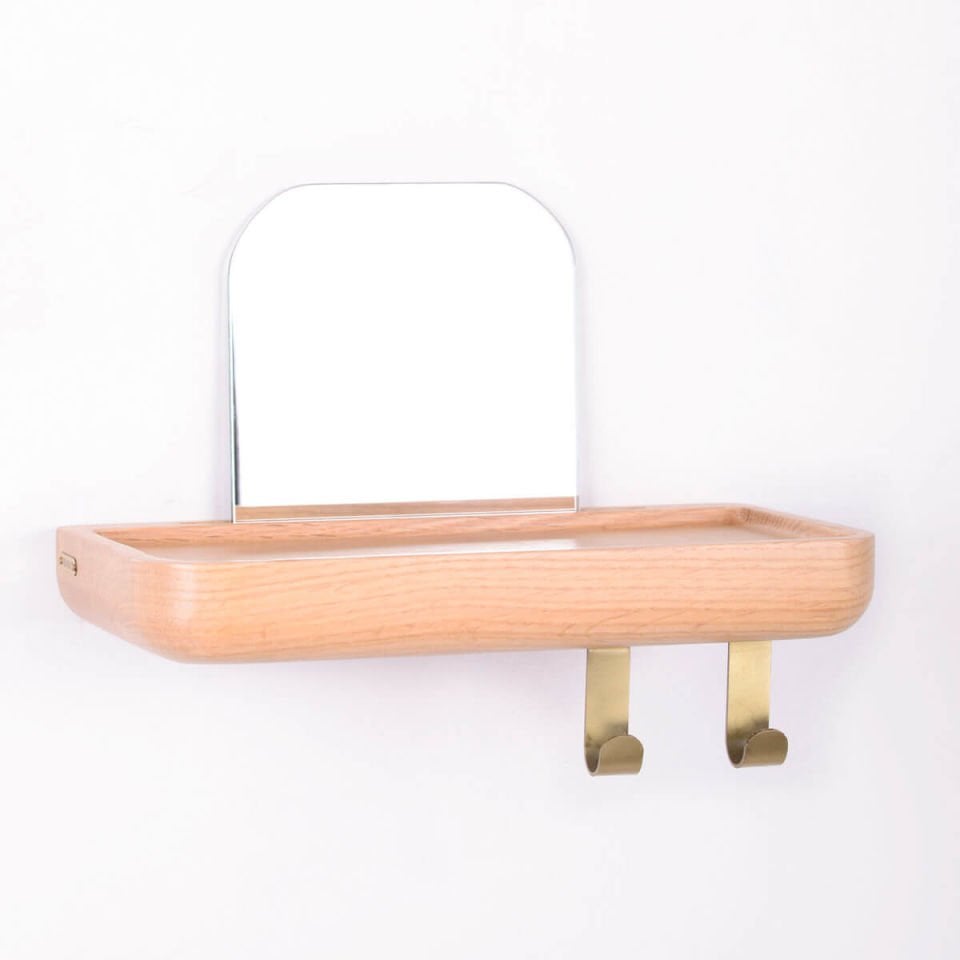Mirrored Wooden Floating Shelf – Small Size, Oak Raw