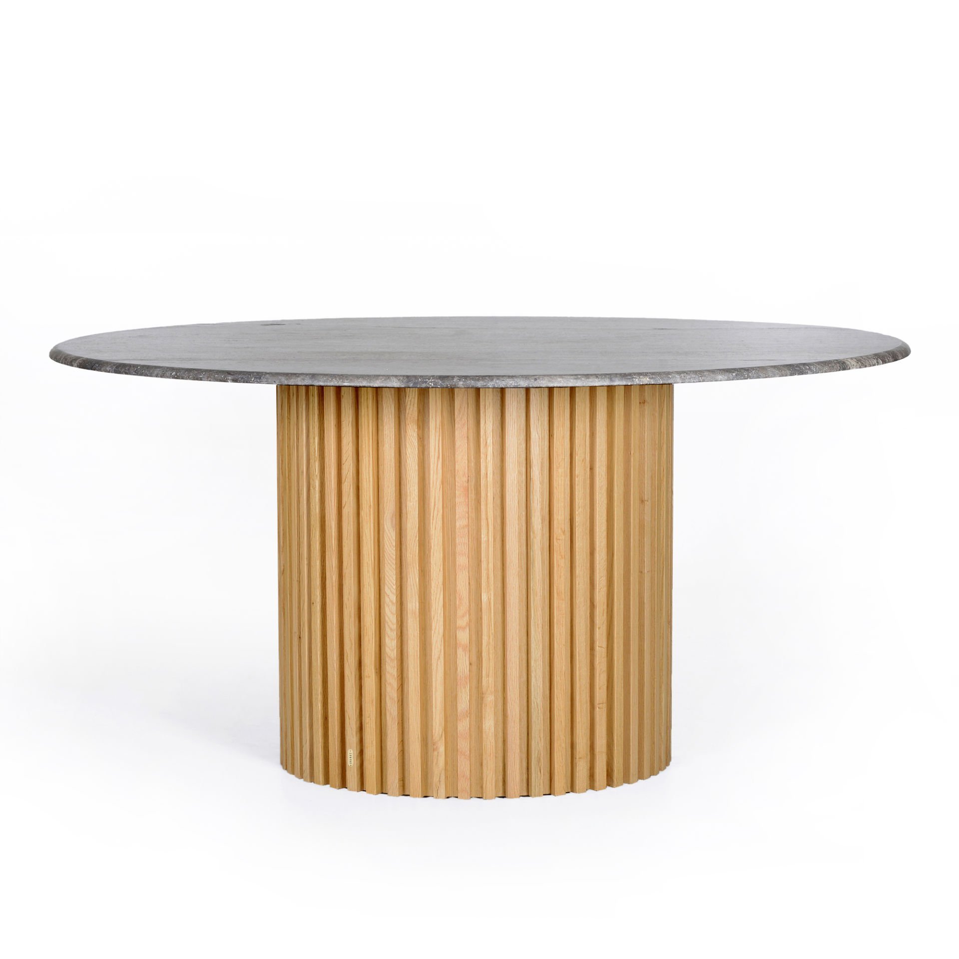 Masif Ahşap Yuvarlak Masa, Traverten - DOCIA Serisi
