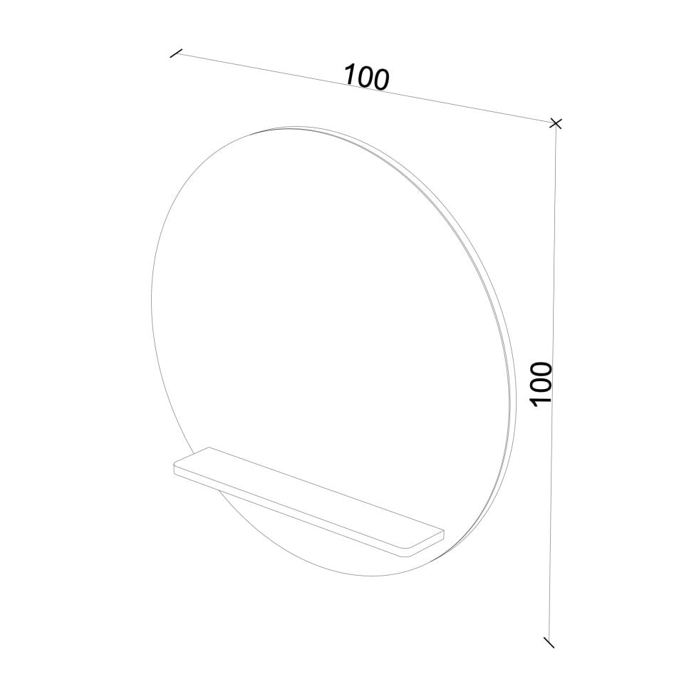 Mirror with Shelf – Round, Oak, 100 cm