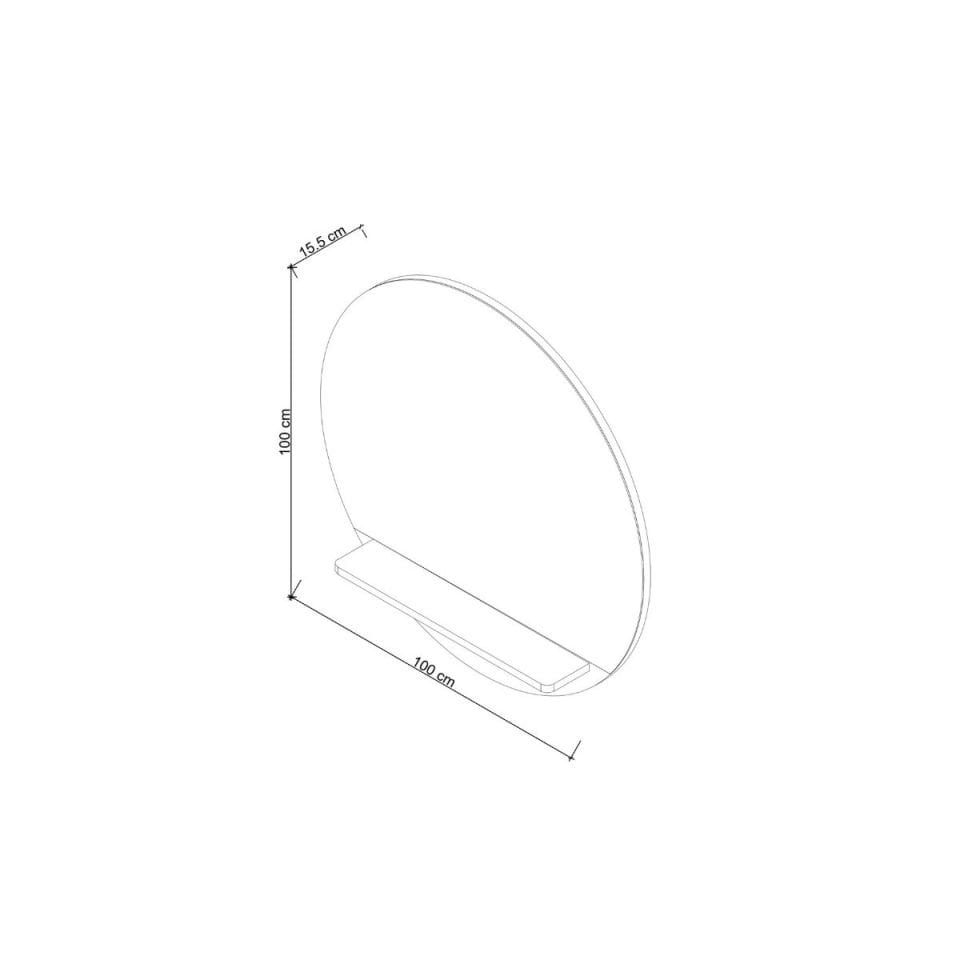 Mirror with Shelf – Round, Oak, 100 cm Raw