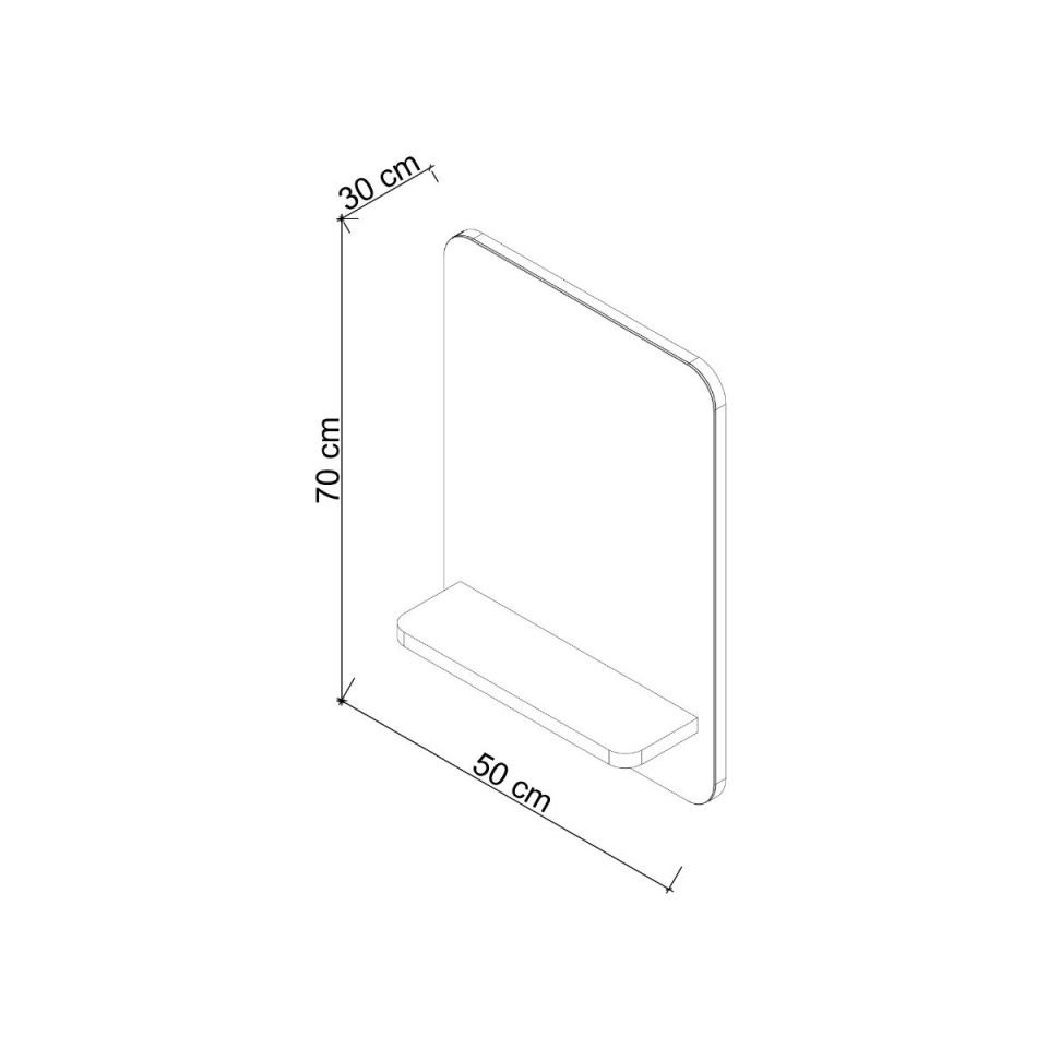 Mirror with Shelf – Rectangle, Oak