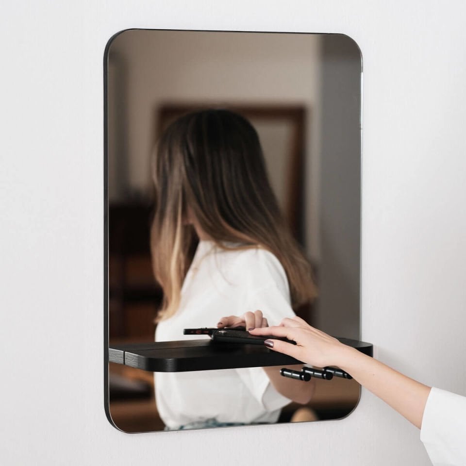 Mirror with Shelf – Rectangle, Dark Oak