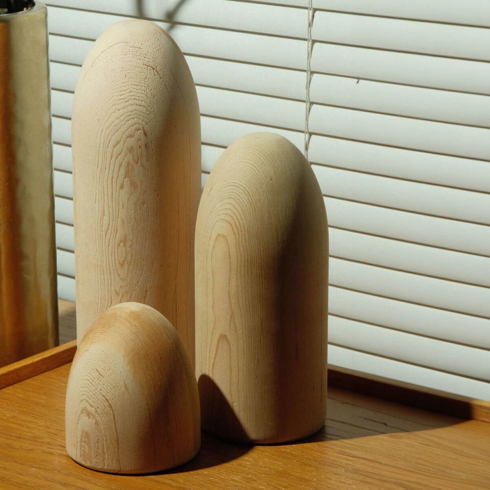 Solid Wood Paperweight / Decorative Object - BULLET Series, Cedar, Medium Raw
