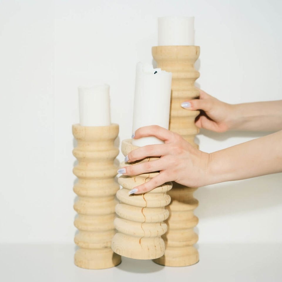 Ahşap Mumluk Seti - SOFRA Serisi