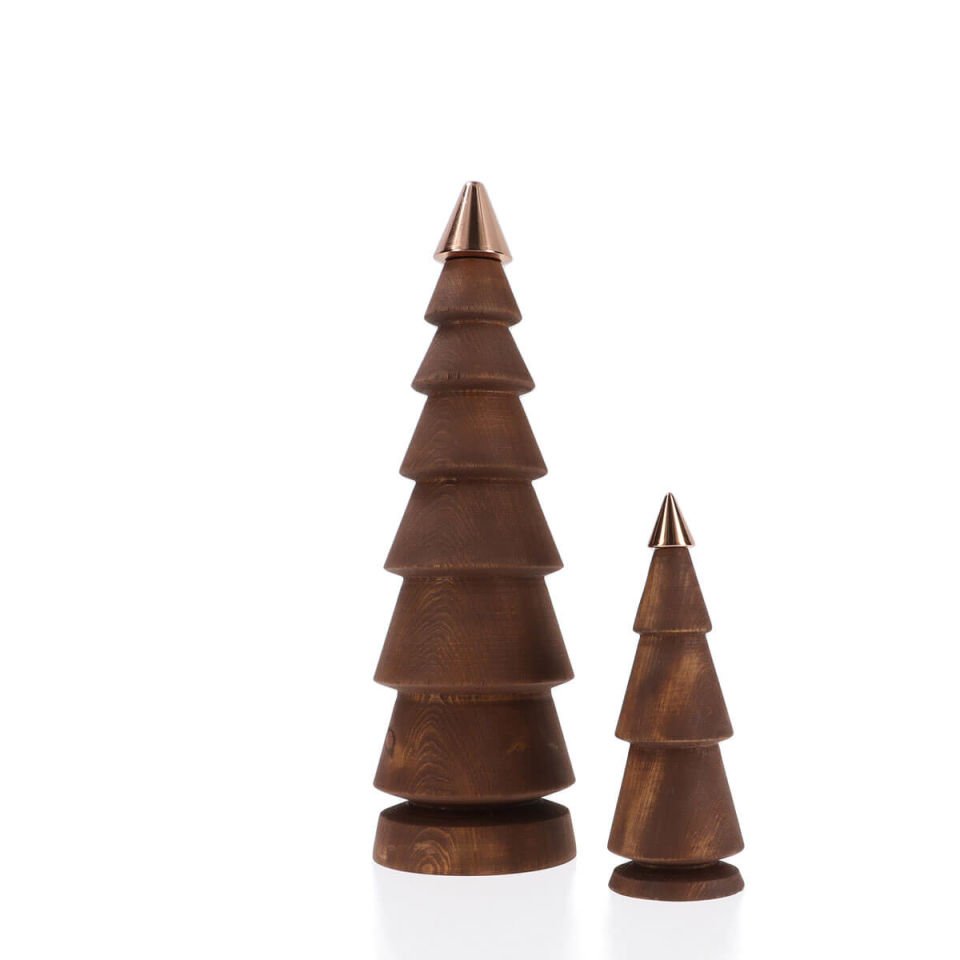 Ahşap Yılbaşı Ağacı Seti, İkili FIR – Bronz Başlıklı Sedir Forest