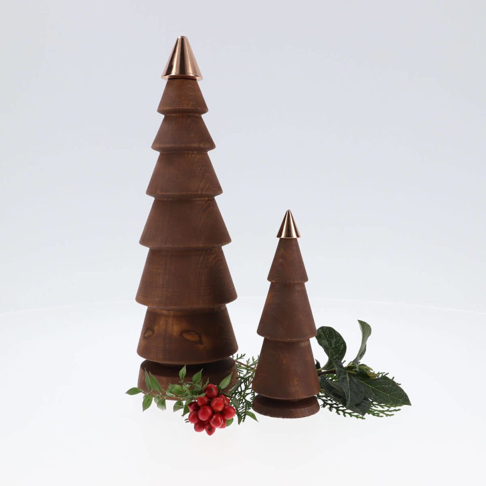 Ahşap Yılbaşı Ağacı Seti, İkili FIR – Bronz Başlıklı Sedir Forest
