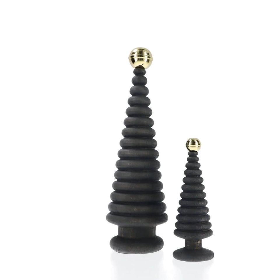 Wooden Christmas Tree Set, Double CEDAR – Cedar Dark with Brass Heads