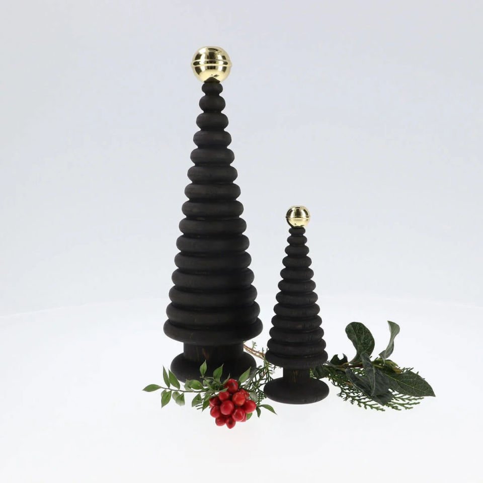 Ahşap Yılbaşı Ağacı Seti, İkili CEDAR – Pirinç Başlıklı Sedir Dark