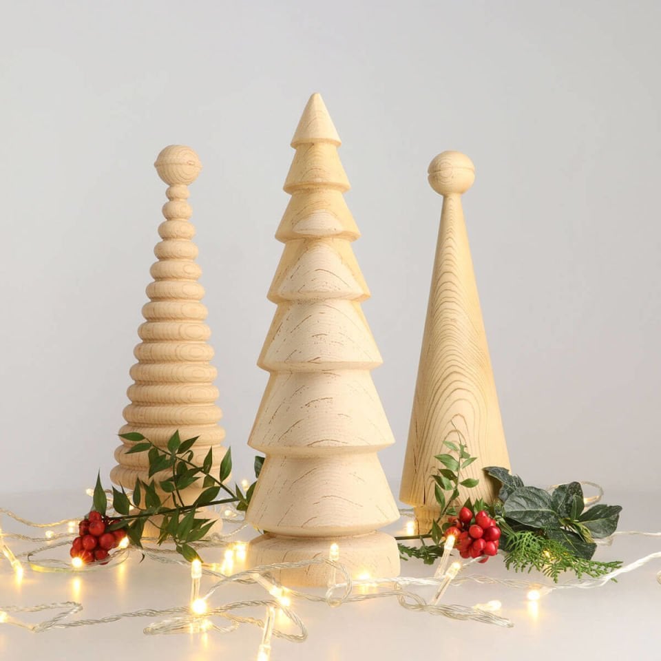 Wooden Christmas Tree Set – Cedar, Large Raw