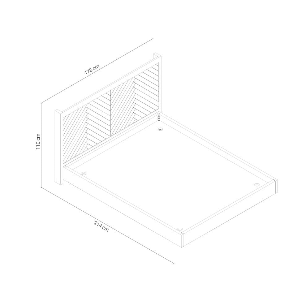 Solid Oak Bed with Herringbone Pattern – HERRINGBONE Series Forest