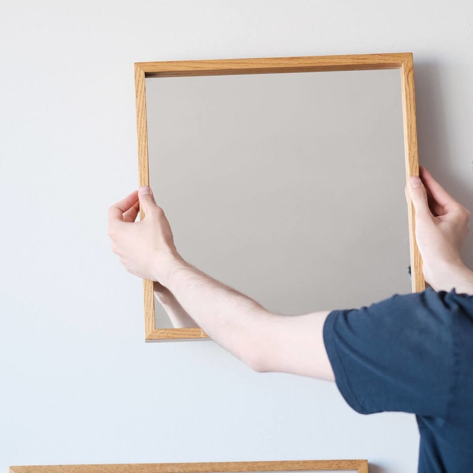Ahşap Çerçeveli Ayna, 40x40 Kare – EDGE Serisi Honey