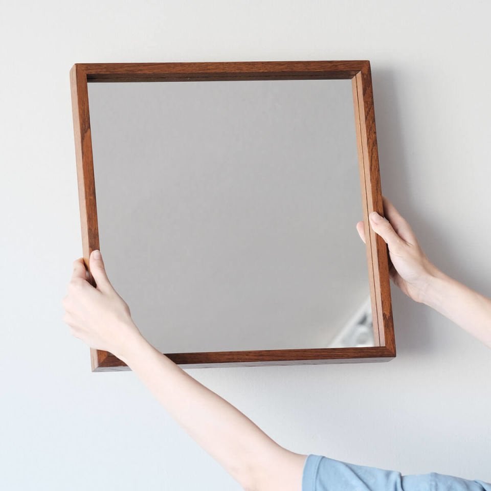 Wooden Framed Mirror, 40x40 Square – EDGE Series Forest