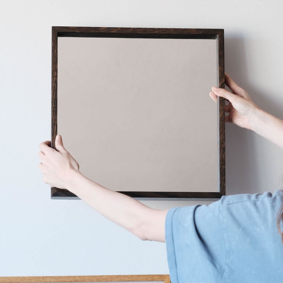 Wooden Framed Mirror, 40x40 Square – EDGE Series Dark