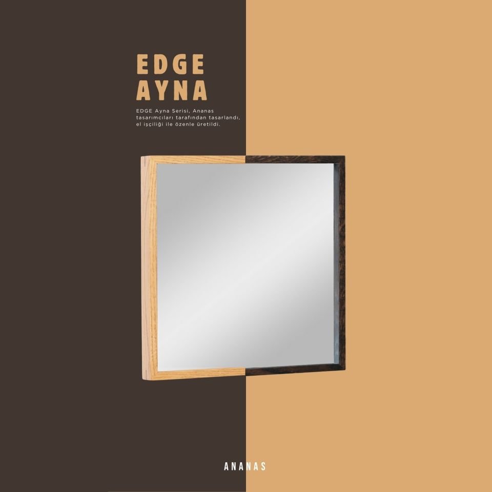 Ahşap Ayna - EDGE Serisi, Kare Dark