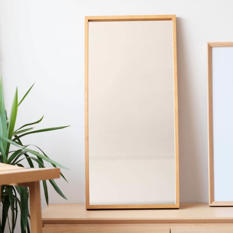 Wooden Framed Mirror, Medium Size – EDGE Series Raw