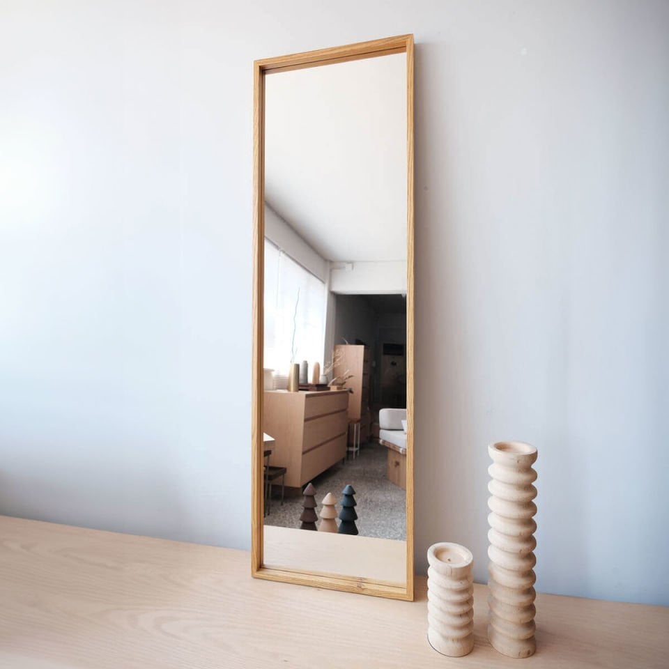 Wooden Framed Mirror, Long – EDGE Series Honey