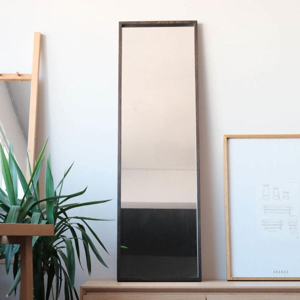 Wooden Framed Mirror, Long – EDGE Series Dark