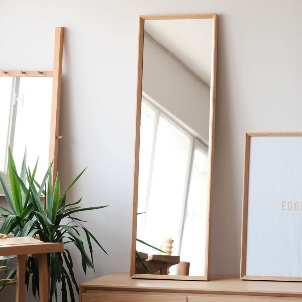 Wooden Framed Mirror, Long – REGULAR Series Raw