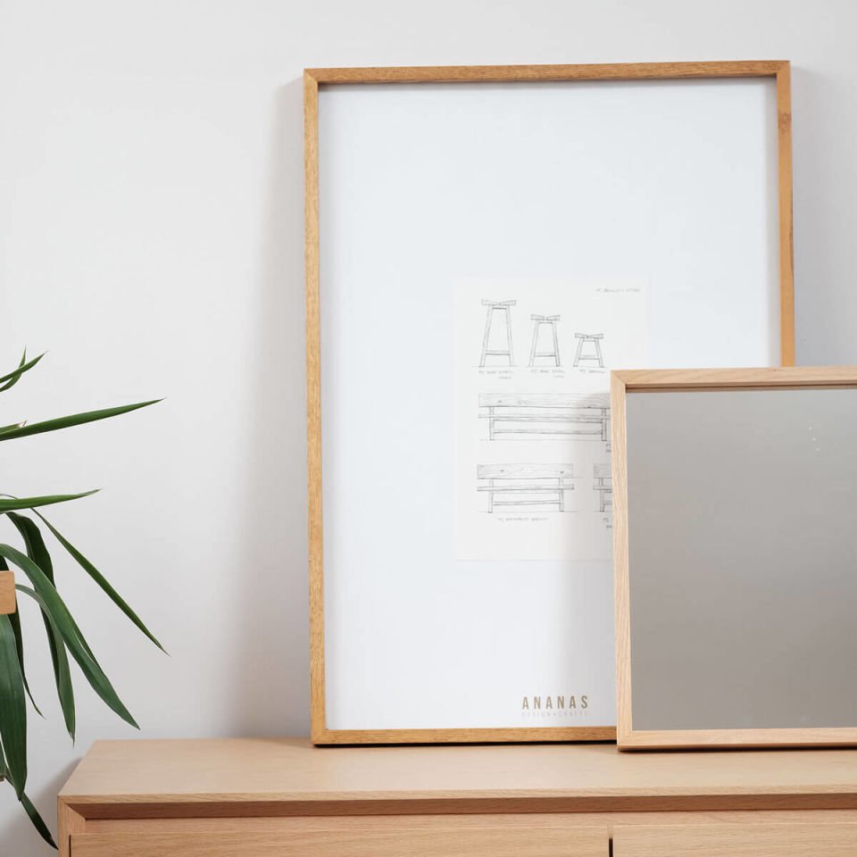 Masif Ahşap Dekoratif Çerçeve, Meşe – EDGE Serisi 52x72 cm Honey