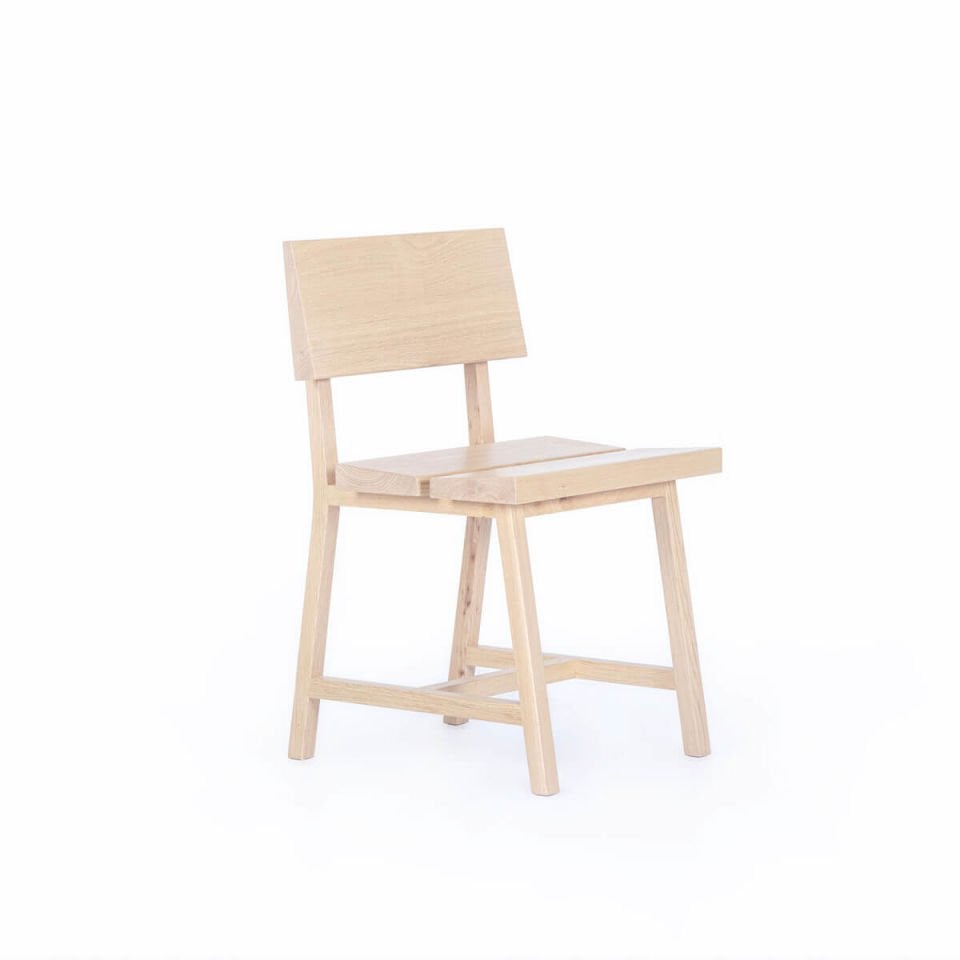Solid Oak Chair with Backrest – PI Series Raw