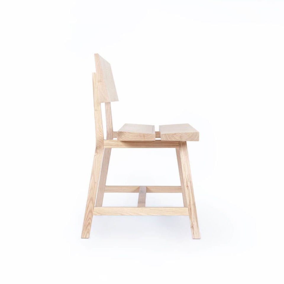 Solid Oak Chair with Backrest – PI Series Raw