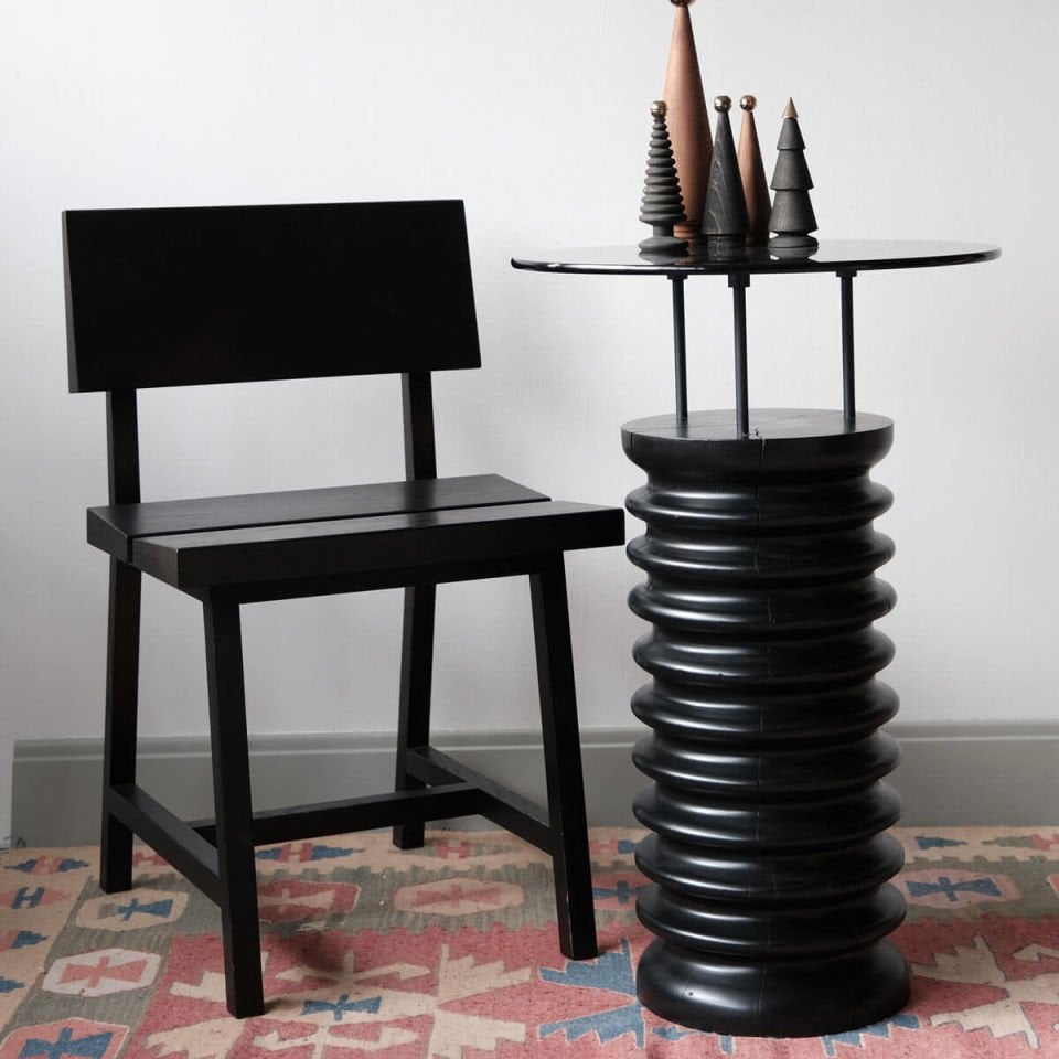 Solid Oak Chair with Backrest – PI Series Dark