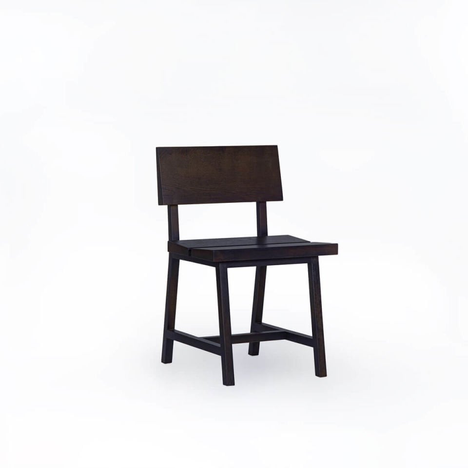 Solid Oak Chair with Backrest – PI Series Dark