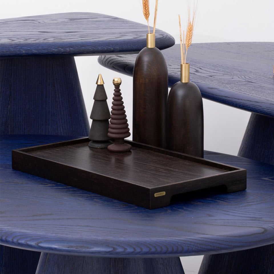 Solid Wood Coffee Table Set – LAGOON Series Navy Blue