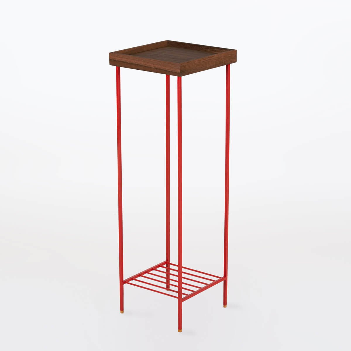 Solid Wood Long Side Table – EDGE Series, Forest with Colorful Metal Legs – RED