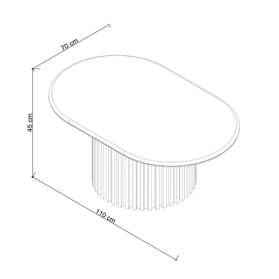 Traverten Oval Orta Sehpa, Meşe – DOCIA Serisi Dark